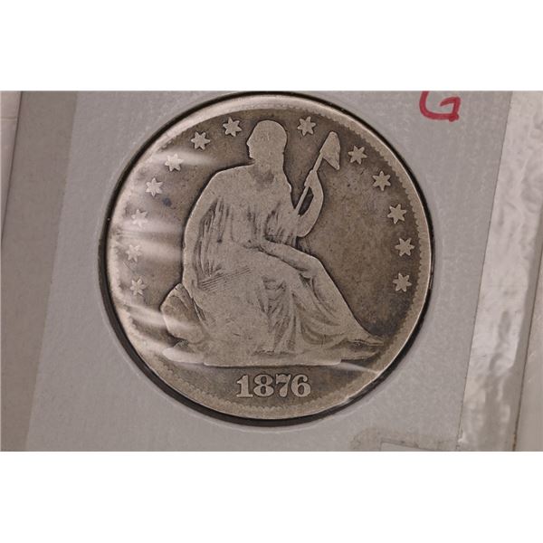 1876 SILVER SEATED LIBERTY HALF DOLLAR