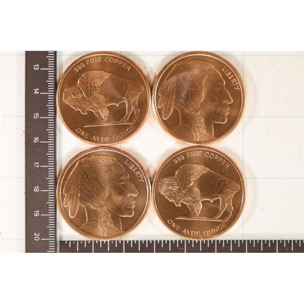 4-1 OUNCE COPPER ROUNDS: INDIAN-BUFFALO