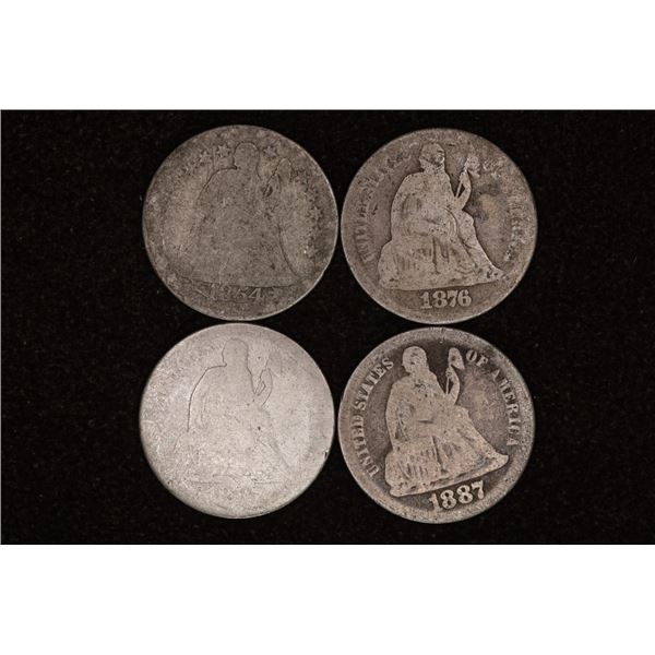 1854, 76 & 2-1877 SILVER SEATED LIBERTY DIMES