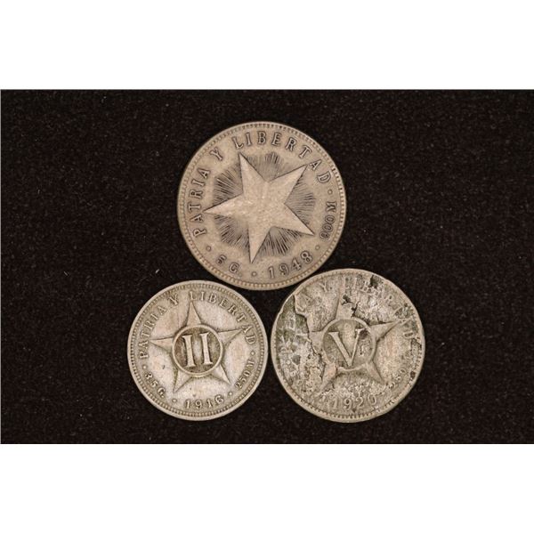 3 CUBA CENTAVO COINS: 1916-2 CENTAVOS, 1920