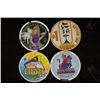 Image 2 : 4 PLASTIC $1 LAS VEGAS, NEVADA CASINO CHIPS: