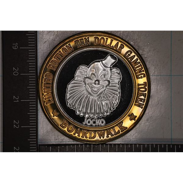 CASINO $10 SILVER TOKEN (UNC) BOARDWALK CASINO