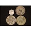 Image 2 : 4 MEXICO SILVER COINS: 1925-20 CENTAVOS, 1957,