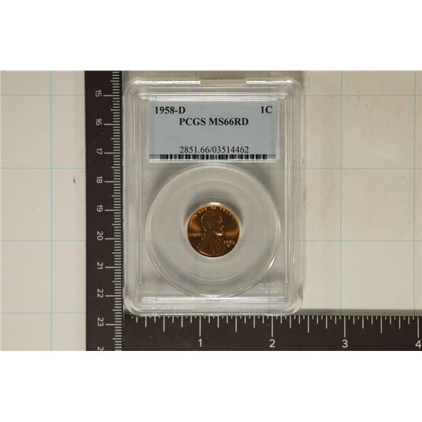 1958-D LINCOLN WHEAT CENT PCGS MS66RD