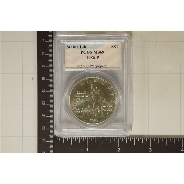 1986-P STATUE OF LIBERTY SILVER DOLLAR PCGS MS69