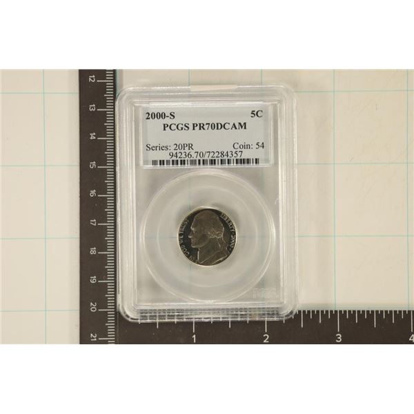 2000-S JEFFERSON NICKEL PCGS PR70 DCAM