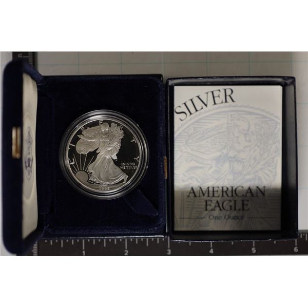 1995-P PROOF AMERICAN SILVER EAGLE IN BOX WITH
