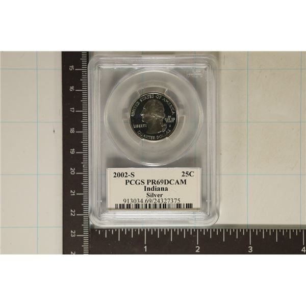 2002-S SILVER INDIANA QUARTER PCGS PR69 DCAM