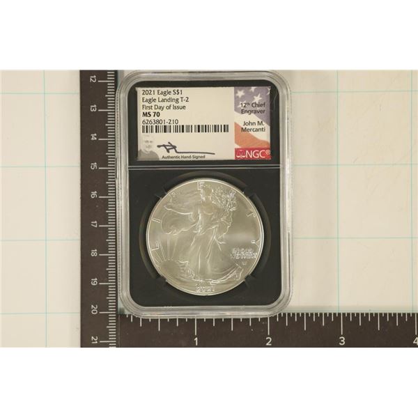 2021 T-2 AMERICAN SILVER EAGLE NGC MS70 SIGNED BY