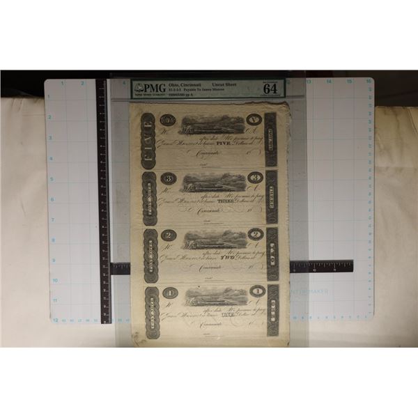 OHIO, CINCINNATI UNCUT SHEET PMG 64 CHOICE UNC