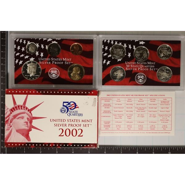 2002 US SILVER PROOF SET (WITH BOX) & WITH CERT.
