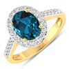 Image 1 : 14KT Yellow Gold 1.9ctw London Blue Topaz and Diamond Ring