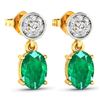 Image 3 : 14KT Yellow Gold 1.12ctw Zambian Emerald and Diamond Earrings