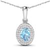 Image 1 : 14KT White Gold 0.51ctw Aquamarine and Diamond Pendant