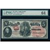 Image 1 : 1878 $5 Legal Tender Note PMG 64