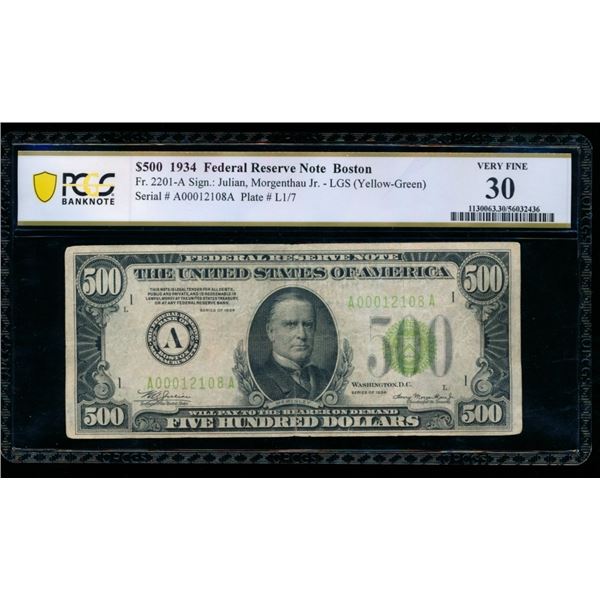 1934 $500 Boston FRN PCGS 30