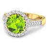 Image 2 : 14KT Yellow Gold 2.6ctw Peridot and Diamond Ring