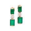 Image 1 : Plated 18KT Yellow Gold 2.50ctw Green Agate and Diamond Earrings