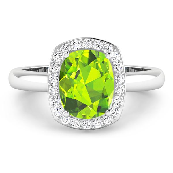 14KT White Gold 2ctw Peridot and Diamond Ring