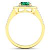 Image 4 : 14KT Yellow Gold 1ctw Zambian Emerald and Diamond Ring