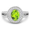 Image 3 : 14KT White Gold 1.05ctw Peridot and Diamond Ring