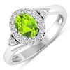 Image 1 : 14KT White Gold 0.63ctw Peridot and Diamond Ring