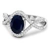 Image 2 : 14KT White Gold 1.3ctw Blue Sapphire and Diamond Ring