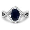 Image 3 : 14KT White Gold 1.3ctw Blue Sapphire and Diamond Ring