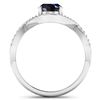 Image 4 : 14KT White Gold 1.3ctw Blue Sapphire and Diamond Ring