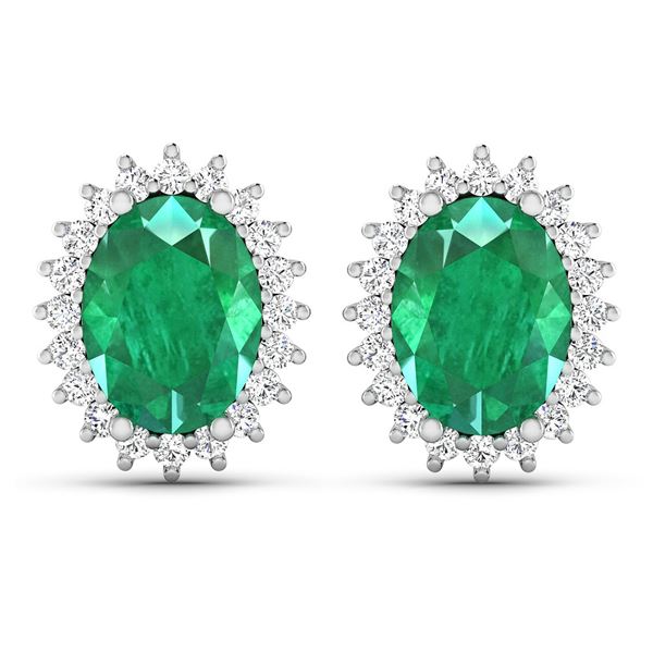 14KT White Gold 2.00ctw Emerald and Diamond Earrings