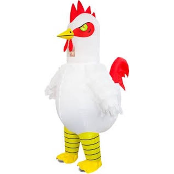 NEW WITH BOX INFLATABLE CHICKEN COSTUME ADULT