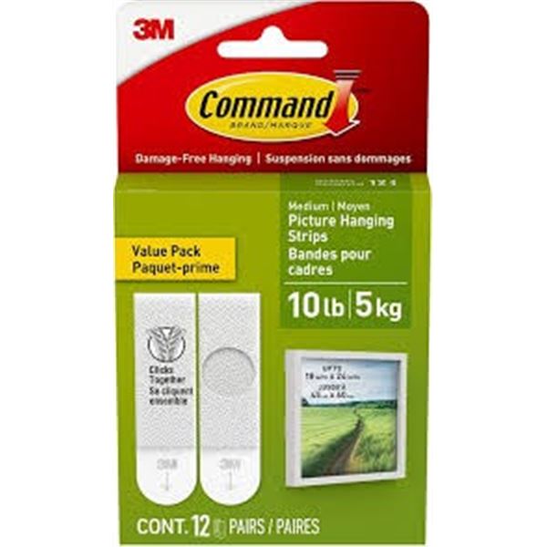 NEW WITH BOX 12 PAIRS 3M COMMAND PICTURE HANGING
