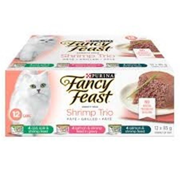 NEW 12 X 85G PURINA FANCY FEAST SHRIMP TRIO