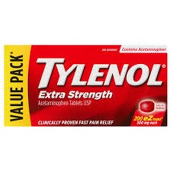 NEW 200 TABS TYLENOL EXTRA STRENGTH TABS