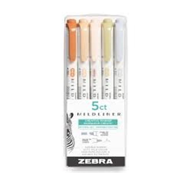 NEW PACK OF 5 MILD LINER HIGHLIGHTER ZEBRA