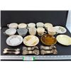 Image 1 : (10) Tea Cup & Saucers (Mis-Matched) & (40+) Silver Collector Spoons