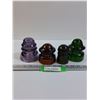 Image 1 : (4) Glass Insulators: Purple, Green, Brown, Olive