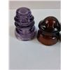 Image 2 : (4) Glass Insulators: Purple, Green, Brown, Olive