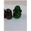 Image 3 : (4) Glass Insulators: Purple, Green, Brown, Olive