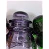 Image 5 : (4) Glass Insulators: Purple, Green, Brown, Olive