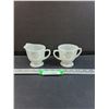 Image 1 : (2) Fire King Laurel Grey Creamer & Sugar Bowl Set