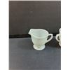 Image 2 : (2) Fire King Laurel Grey Creamer & Sugar Bowl Set