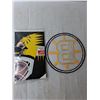 Image 2 : Boston Bruins Patch 8.5" & Vincent Riendeau Cutout Poster, Sealed