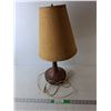 Image 1 : Vintage Wooden-Appearing Ceramic Table Lamp with Natural Fibre Shade 23.5" Tall, As Is