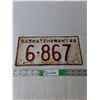 Image 1 : Vintage Saskatchewan License Plate- 1945