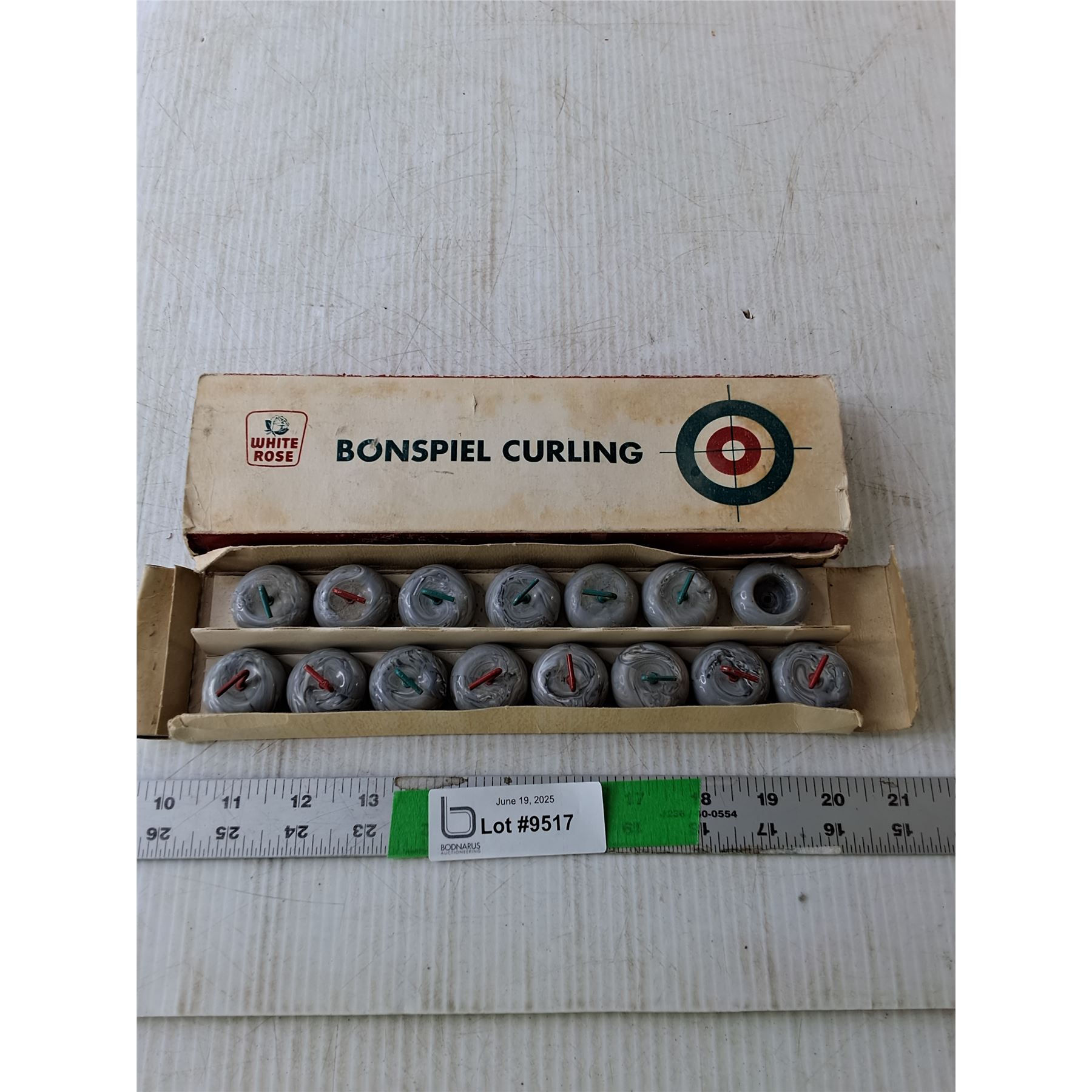 (15) Mini White Rose Curling Rocks- As Is - Bodnarus Auctioneering