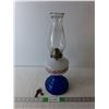 Image 1 : Vintage White & Blue Glass Oil Lamp 18" Tall & Set of Keys