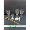 Image 1 : Canadian Pacific Glass, Saskatchewan Prairie Lily Shot Glass, (4) Liqueur Glasses, Rubber Ball Drum 
