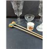 Image 2 : Canadian Pacific Glass, Saskatchewan Prairie Lily Shot Glass, (4) Liqueur Glasses, Rubber Ball Drum 
