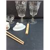 Image 3 : Canadian Pacific Glass, Saskatchewan Prairie Lily Shot Glass, (4) Liqueur Glasses, Rubber Ball Drum 